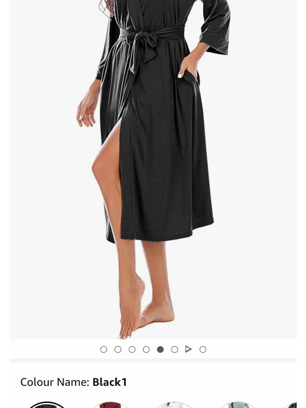 Black Women's Long Robe with Tie Waist